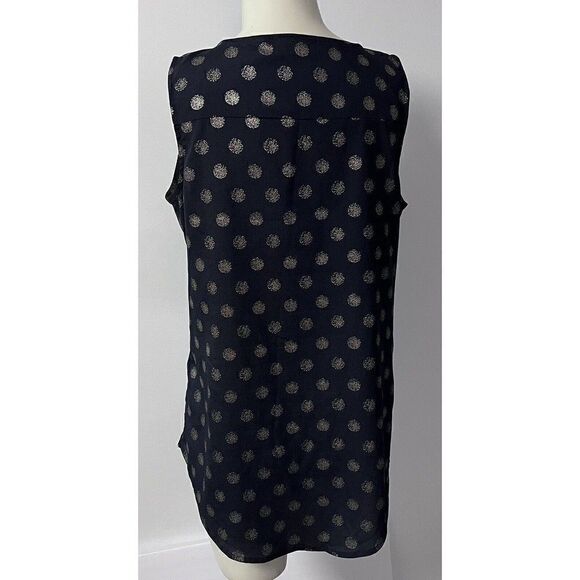 Chico's Women's Sleeveless Navy Top with Silver Dots & High Low Hemline Size 0 - Picture 7 of 8